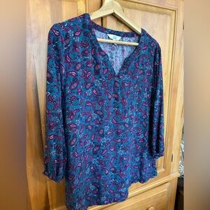 Croft & Barrow Paisley Blouse - Teal and Burgundy